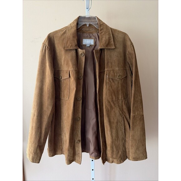 Wilsons Leather Other - Wilsons Leather Jacket Men XXL Tan Suede Button Western 70’s Rock Retro Pockets